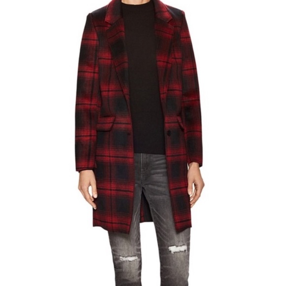 Eleven Paris Red and Black Plaid Coat XS - Picture 1 of 4